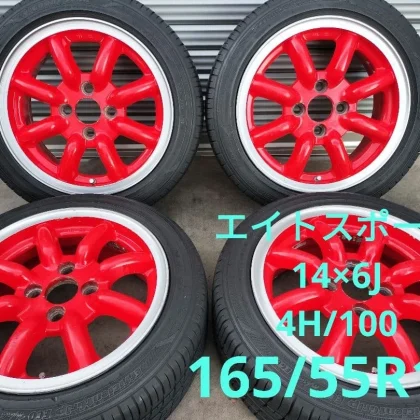 JDM Eight spoke 14x6J 4H100 +38 165/55R14 No Tires