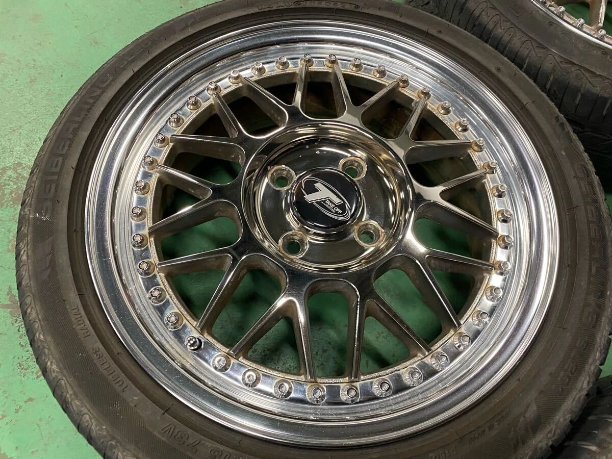 JDM Discontinued TAKE OFF 155.5J +39 PCD100 H4 4-lug Chevron wheels fo No Tires - Image 3