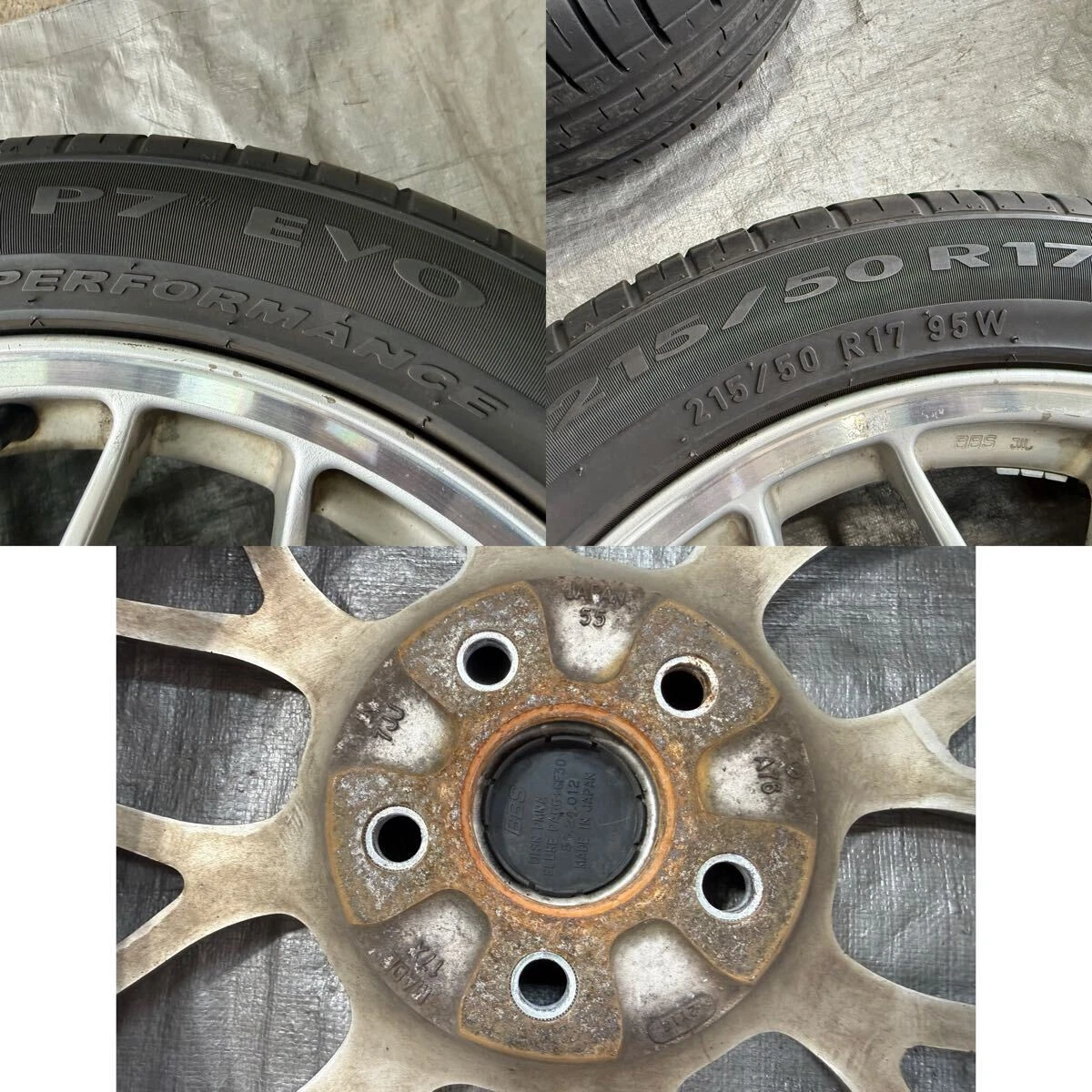 JDM Rare forged Subaru genuine BBS 17x7j+55 PCD100 Pirelli P7 EVO 215/ No Tires - Image 9