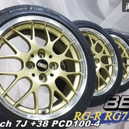 JDM BBS RG712H 4Wheels no tires 17x7+38 4x100 Gold