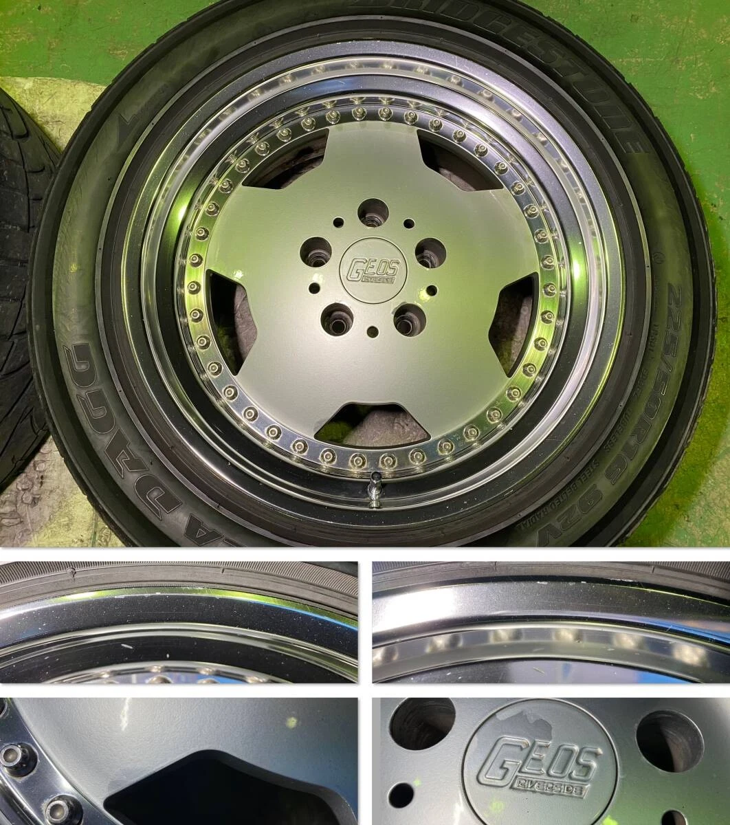JDM Rare deep rim dish with Ribar side GEOS 168J +9 PCD114.3 5H RIVERS No Tires - Image 5
