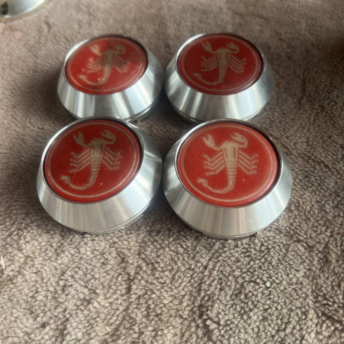 JDM C180-13 Clean ABARTH abarth genuine aluminum wheel center caps 4 p No Tires - Image 4