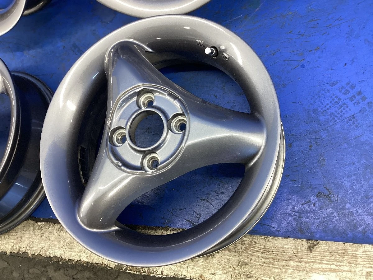 JDM WEDS 3-spoke wheels 14x4.5J+44 4-spoke set some scratches and bald No Tires - Image 9