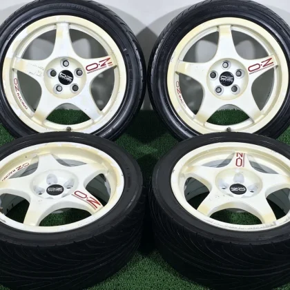 JDM Rare OZ RACING Black 16" tires and wheels PCD 100 7J +30 offset. C No Tires
