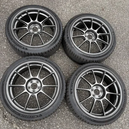 JDM Deep grooved 25-year-old Michelin Weds TC105X wheels mounted on Pi No Tires