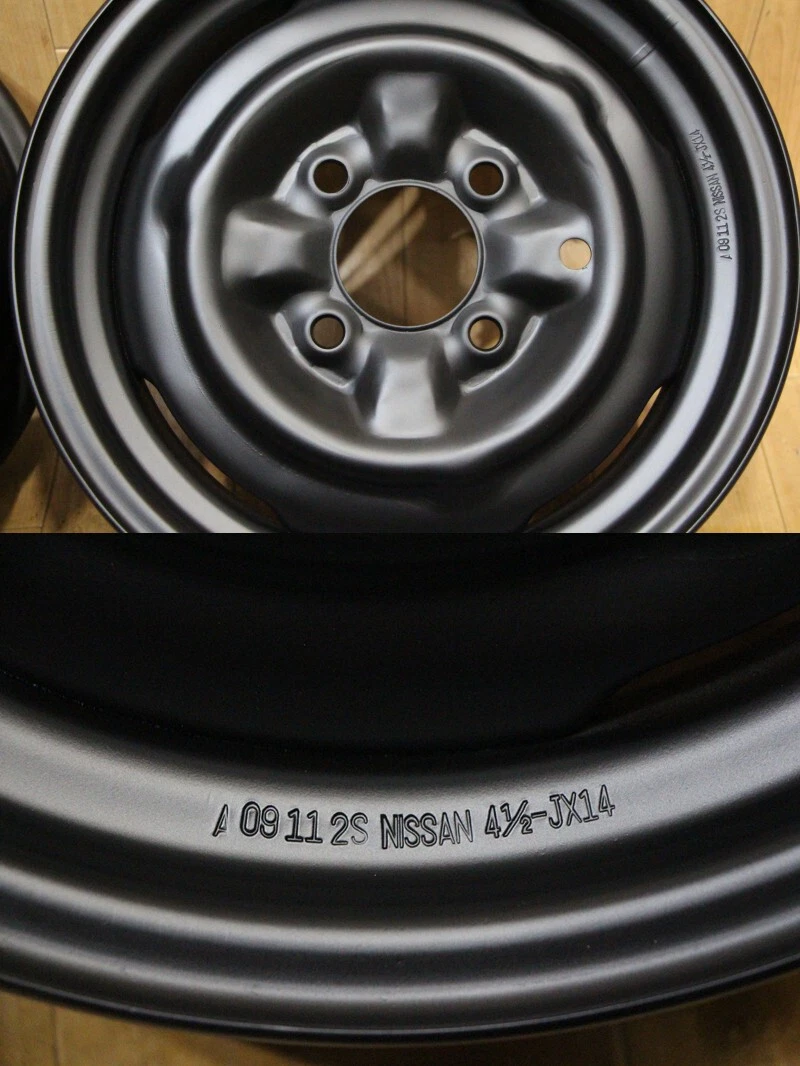 JDM C91 old car Nissan genuine iron chin 14X4.5J+30 PCD114.3 610 Blueb No Tires - Image 9