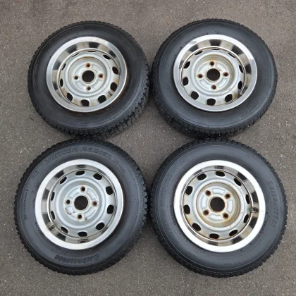 JDM 13-inch iron wheels with plated rings from Iwate. Steel wheels. No Tires