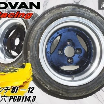 JDM Rare Size: ADVAN RACING A3A 148J -12 4H/4-hole PCD114.3 Deep Rim W No Tires