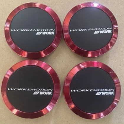 JDM WORK EMOTION Center Cap Black/Red Ring Flat 4 Individual workemoti No Tires