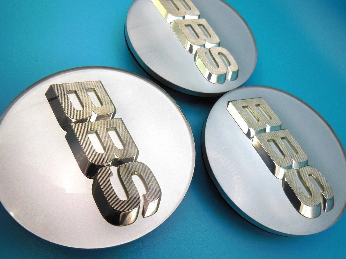 JDM BBS Platinum Silver Emblem φ70mm 3 pieces silver letter 56.24.073 No Tires - Image 3