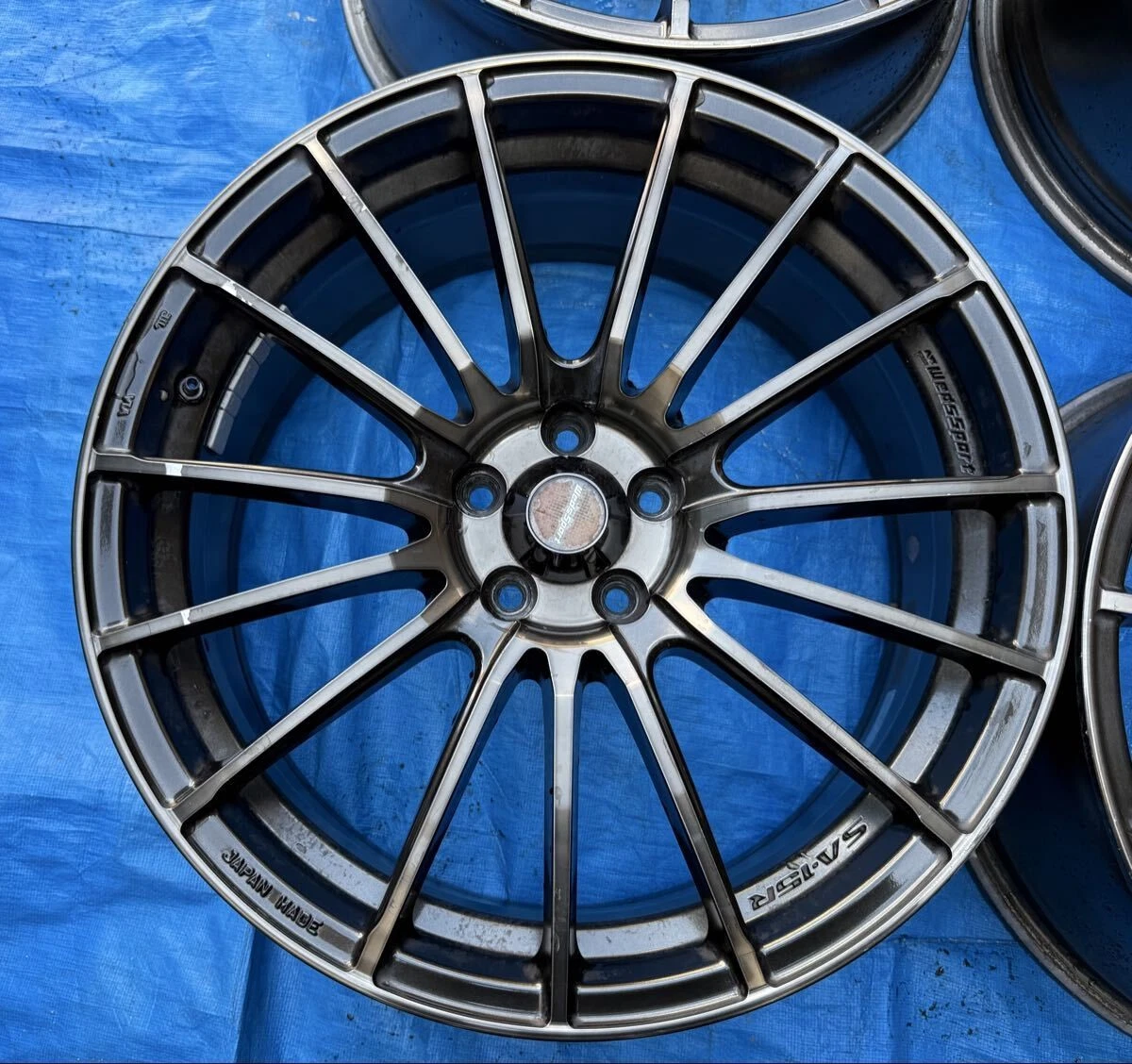 JDM Rare WEDS lightweight SA-15R 18x7.5J +45 100 5-lug wheels 4-piece No Tires - Image 3