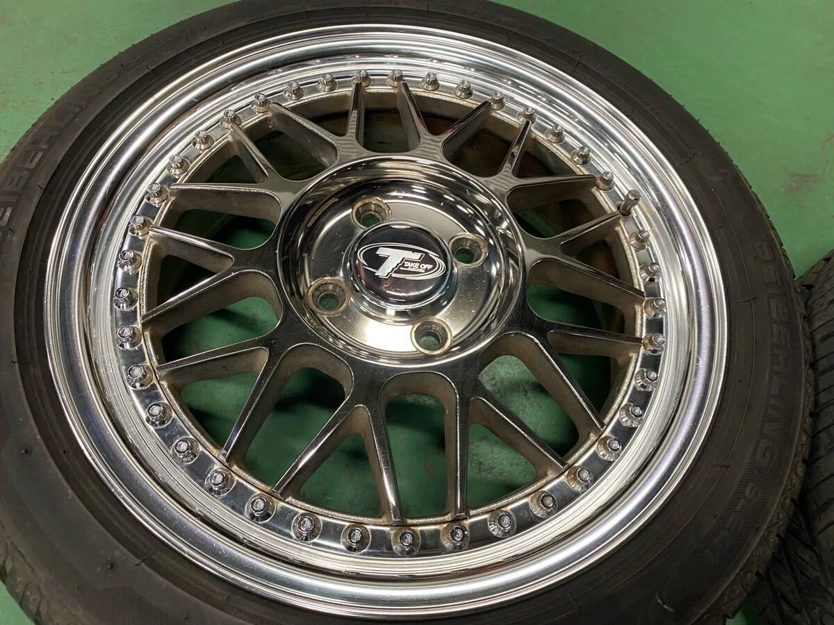 JDM Discontinued TAKE OFF 155.5J +39 PCD100 H4 4-lug Chevron wheels fo No Tires - Image 5