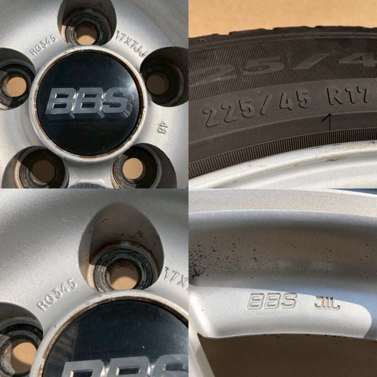 JDM Tube i250649-36 Rare Item Subaru Genuine BBS RG345 Aluminum Wheels No Tires - Image 4