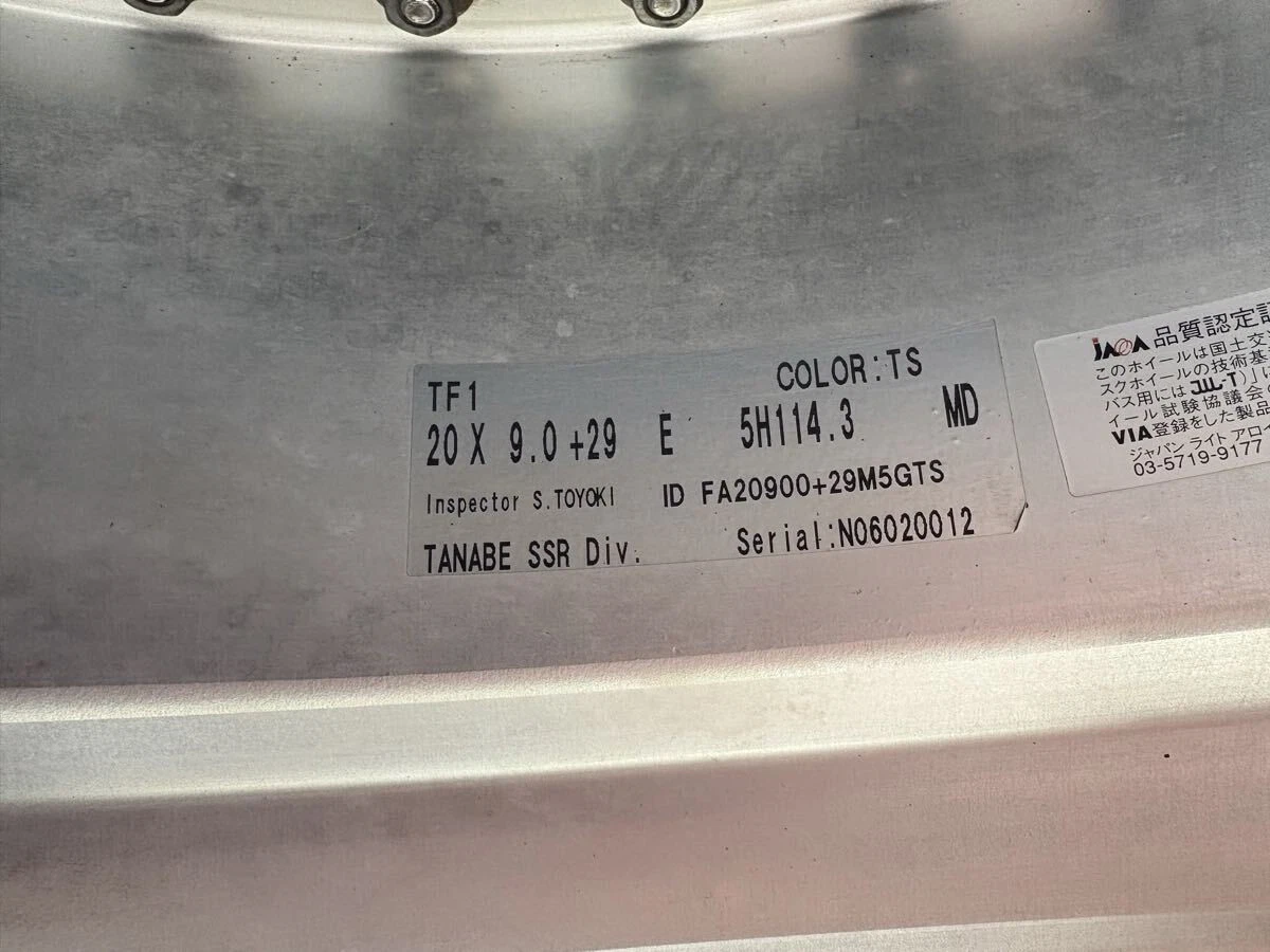 JDM TANABE SSR Professor TF1 209J+29/+24 PCD114.3 Titanium Silver whee No Tires - Image 8