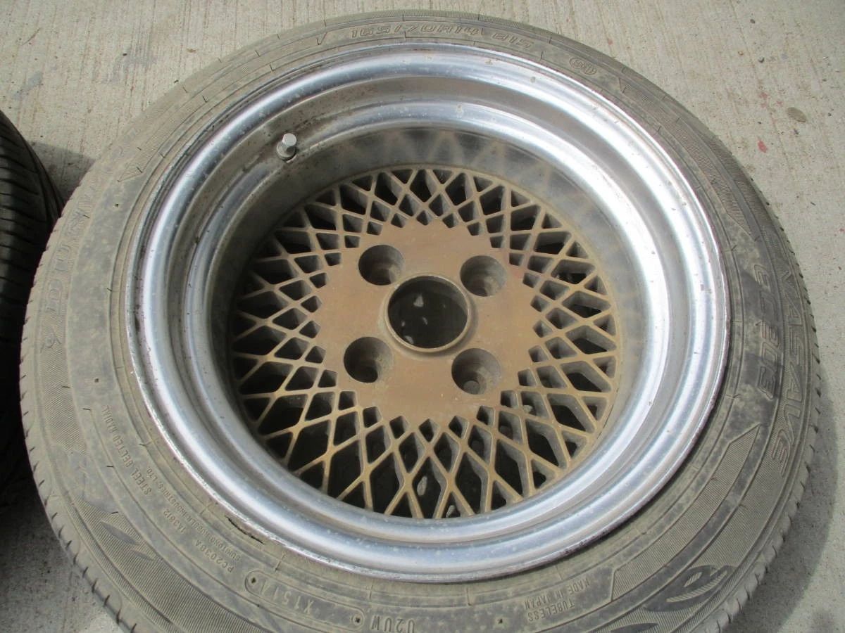 JDM Rare Item Enkei MAG 14in PCD114.3 4-hole 8JJ OFF-10 2Book GX71 Ken No Tires - Image 3