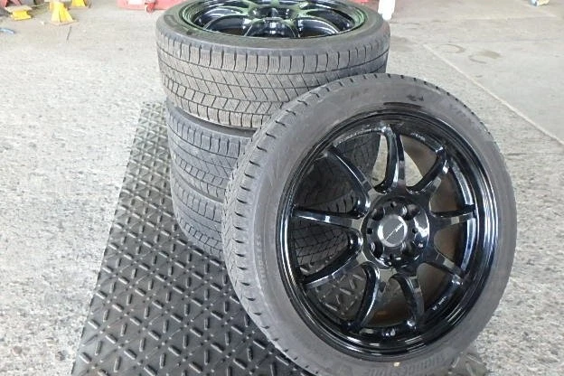 JDM WORK EMOTION D9R BLACK tires with Bridgestone VRX3 205/45R17 tires No Tires