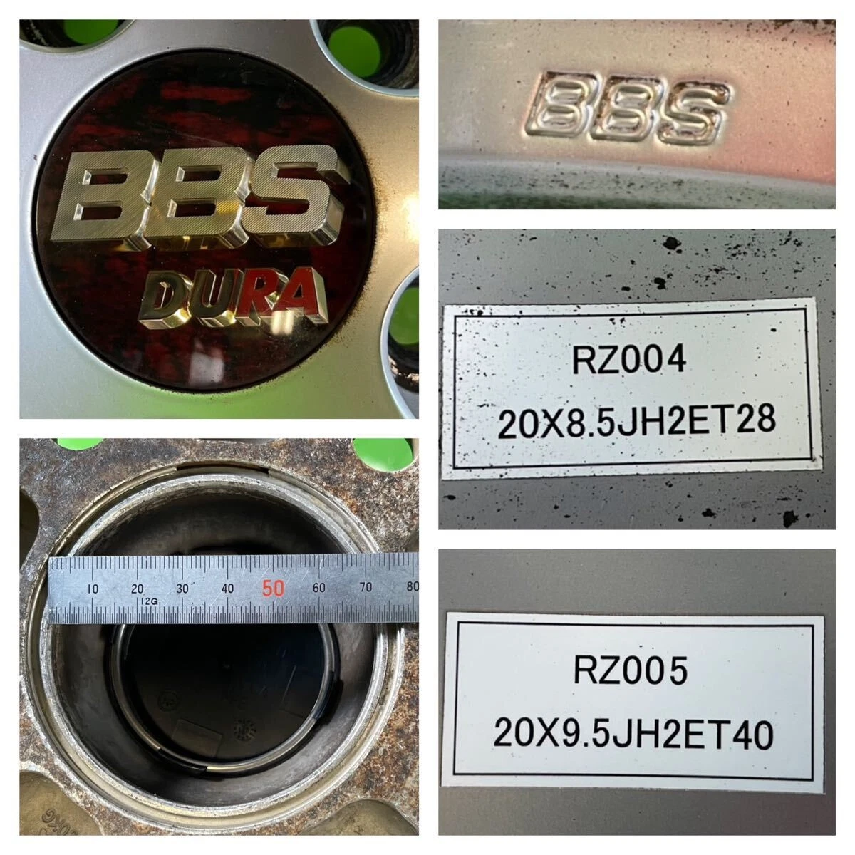 JDM NGT012 BBS Genuine Dura RZ004/RZ005 Wheels 20x8.5J +28 20x9.5J +40 No Tires - Image 6