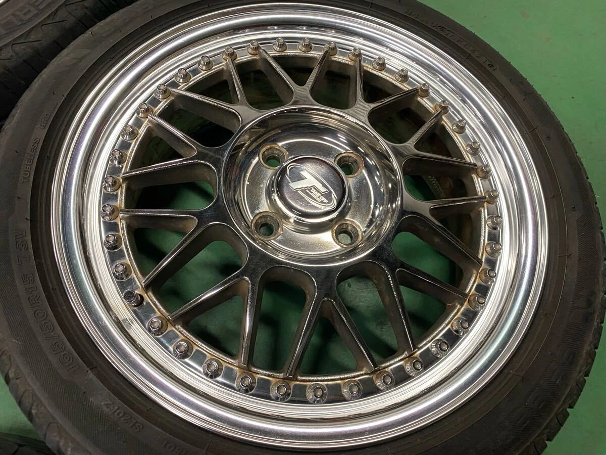 JDM Discontinued TAKE OFF 155.5J +39 PCD100 H4 4-lug Chevron wheels fo No Tires - Image 4