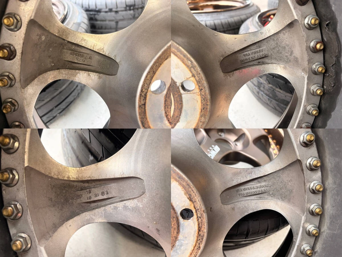 JDM WORK MEISTER S1 3P 1910.5J Offset-1 5H-114.3 2017 Gold Pierced Bol No Tires - Image 7