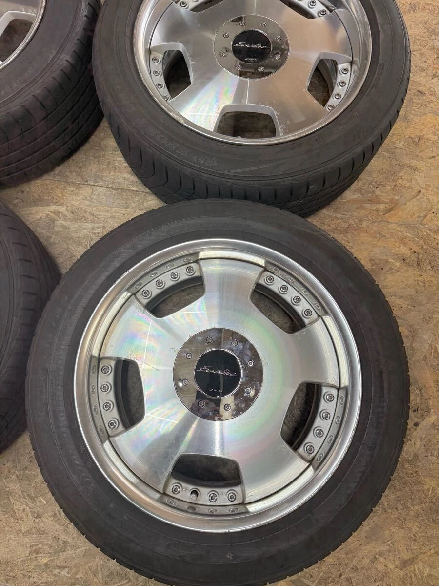 JDM Rare WORK Euroline DH 188.5J+45 PCD114.3 5-hole 5H Euroline deep r No Tires - Image 5