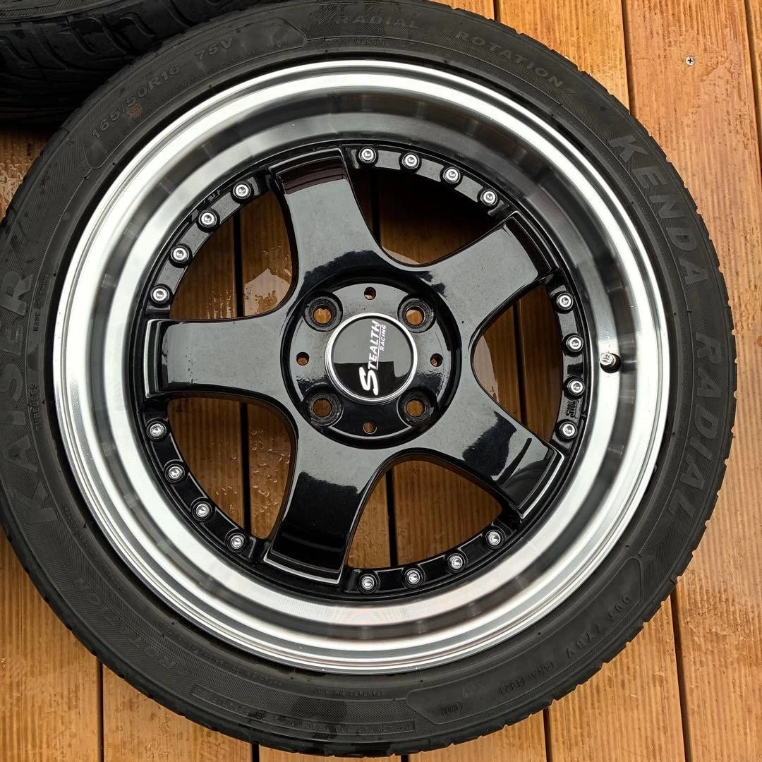 JDM STEALTH Racing 16 black wheel set No Tires - Image 5