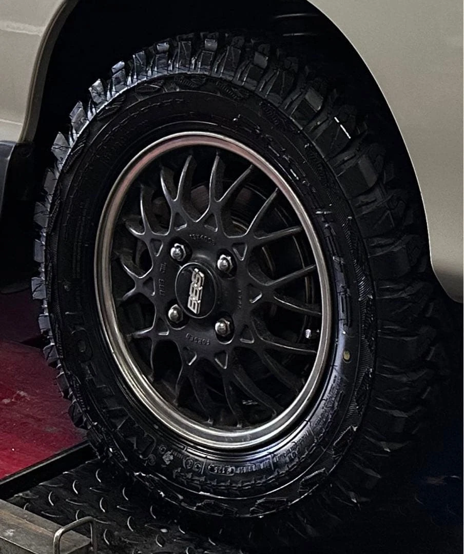 JDM Subaru genuine BBS forging wheels 165/80R13 M/T tires Sunbar No Tires