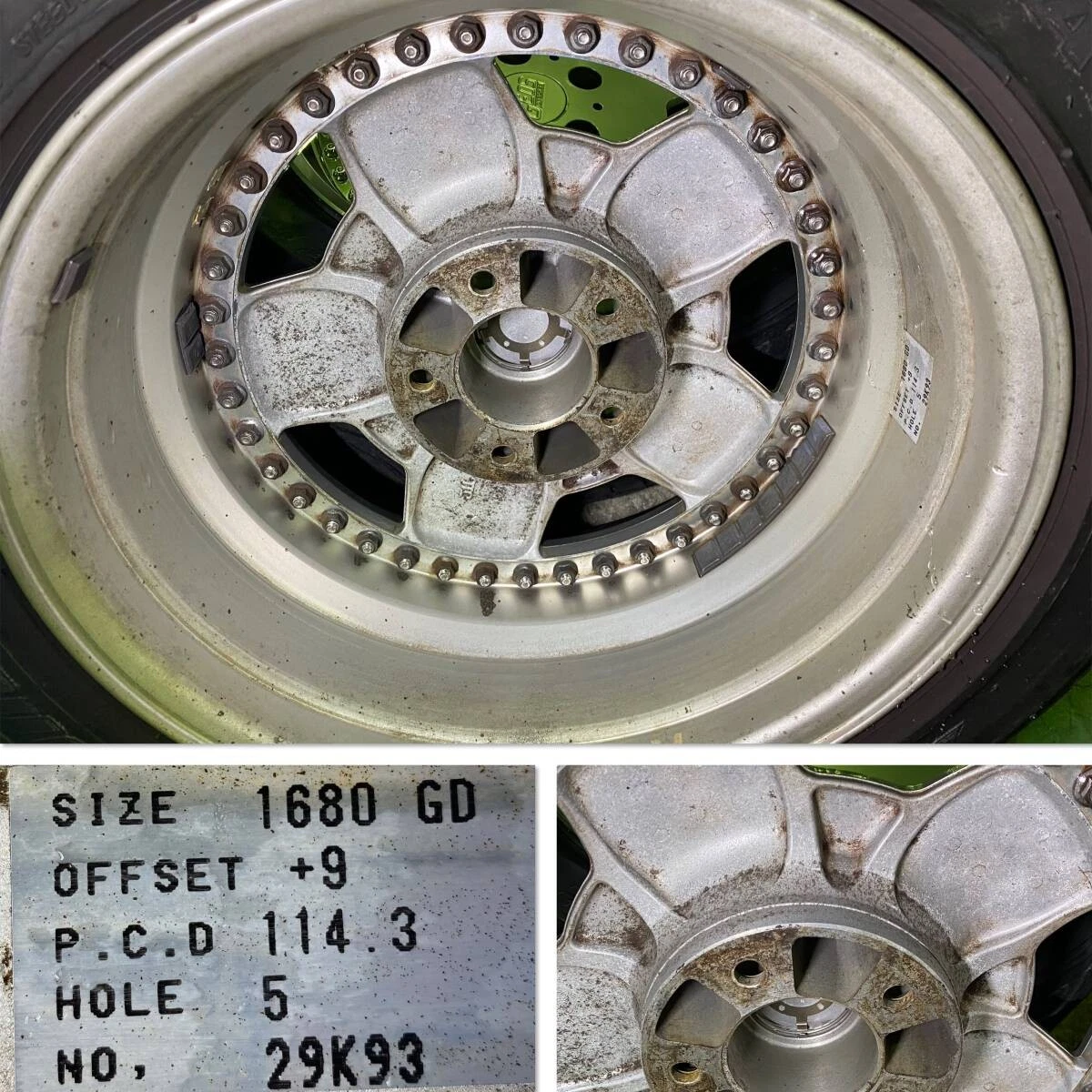 JDM Rare deep rim dish with Ribar side GEOS 168J +9 PCD114.3 5H RIVERS No Tires - Image 9