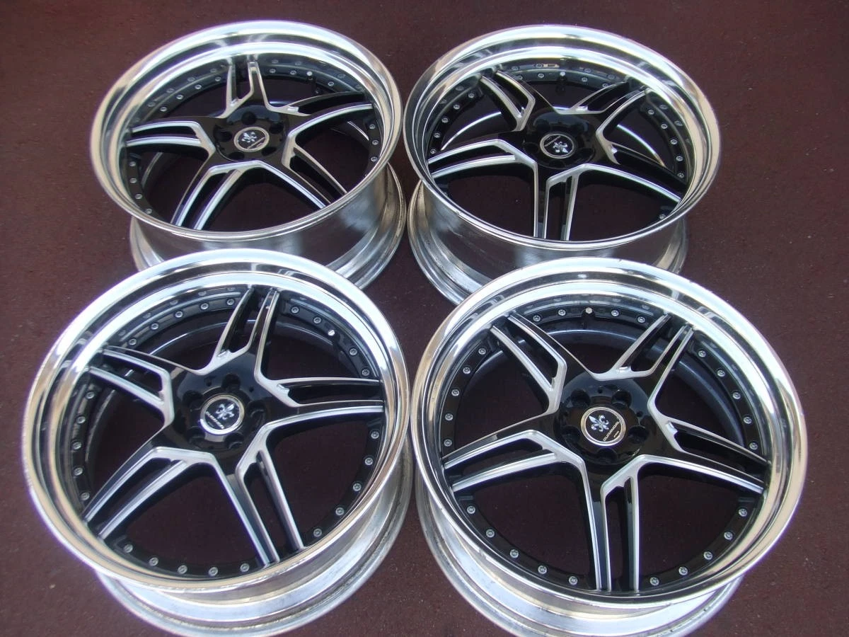 JDM WORK Durandal stepped rims polished black finish for 86 BRZ Prius No Tires - Image 3