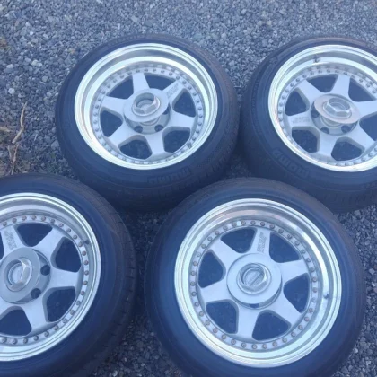 JDM Rare Chevron Racing S1 deep rims 168j +6 9j +18 114.3 5-lug pull S No Tires