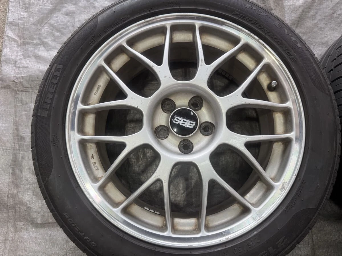 JDM Rare forged Subaru genuine BBS 17x7j+55 PCD100 Pirelli P7 EVO 215/ No Tires - Image 4