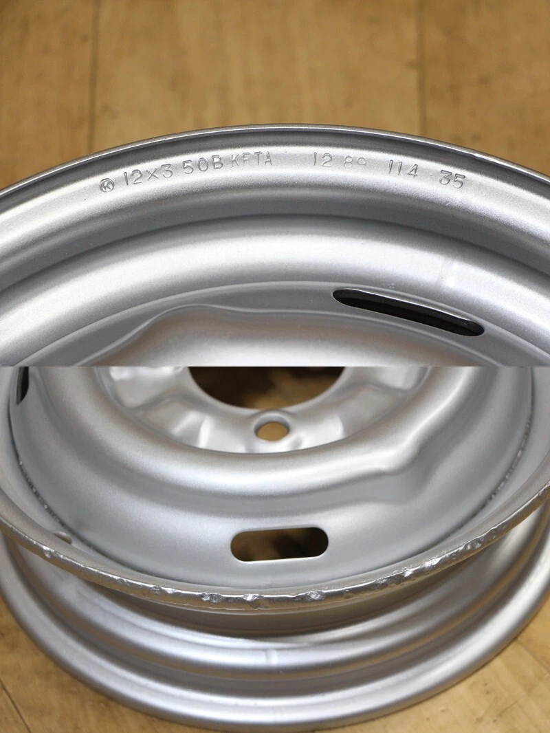 JDM B591 Old Car Rare Nissan Iron Wheels 12X3.5J+35 PCD114.3 80mm Hub No Tires - Image 9