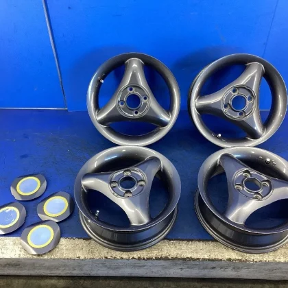 JDM WEDS 3-spoke wheels 14x4.5J+44 4-spoke set some scratches and bald No Tires