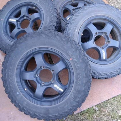 JDM WORK 5.5J x 16+20 PCD139.7 Matte Black with Geolandar manual trans No Tires