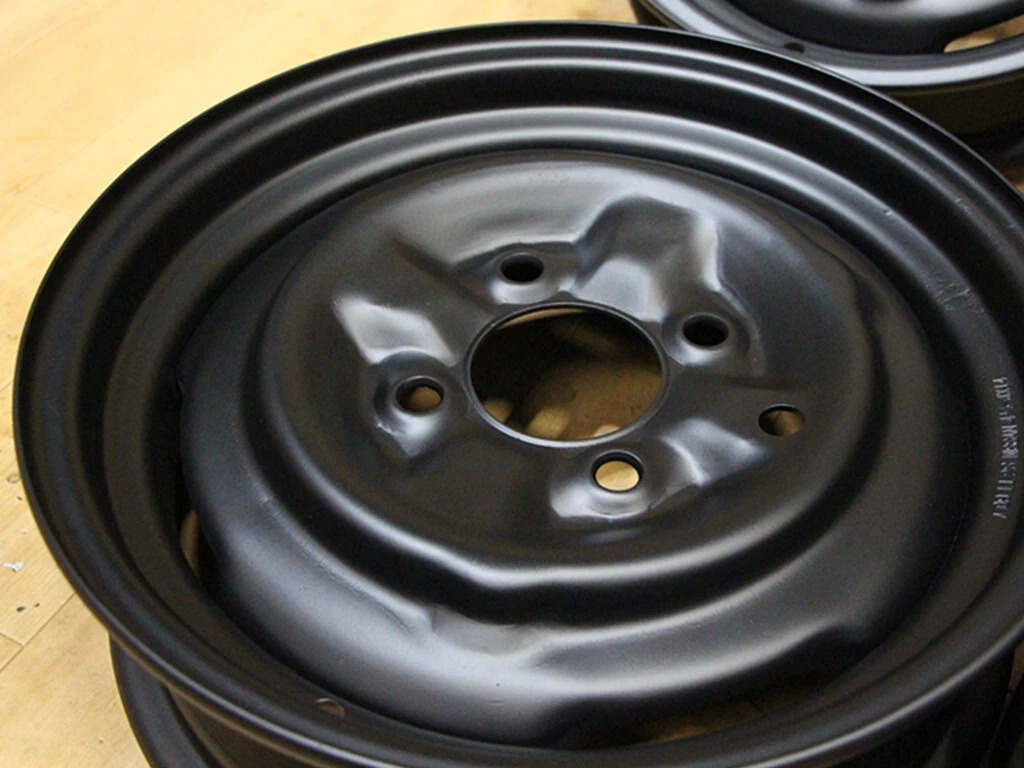 JDM C91 old car Nissan genuine iron chin 14X4.5J+30 PCD114.3 610 Blueb No Tires - Image 7