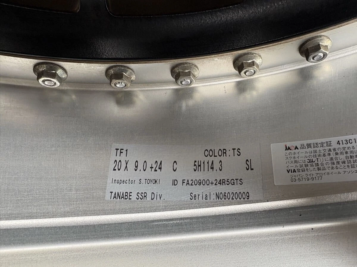 JDM TANABE SSR Professor TF1 209J+29/+24 PCD114.3 Titanium Silver whee No Tires - Image 9