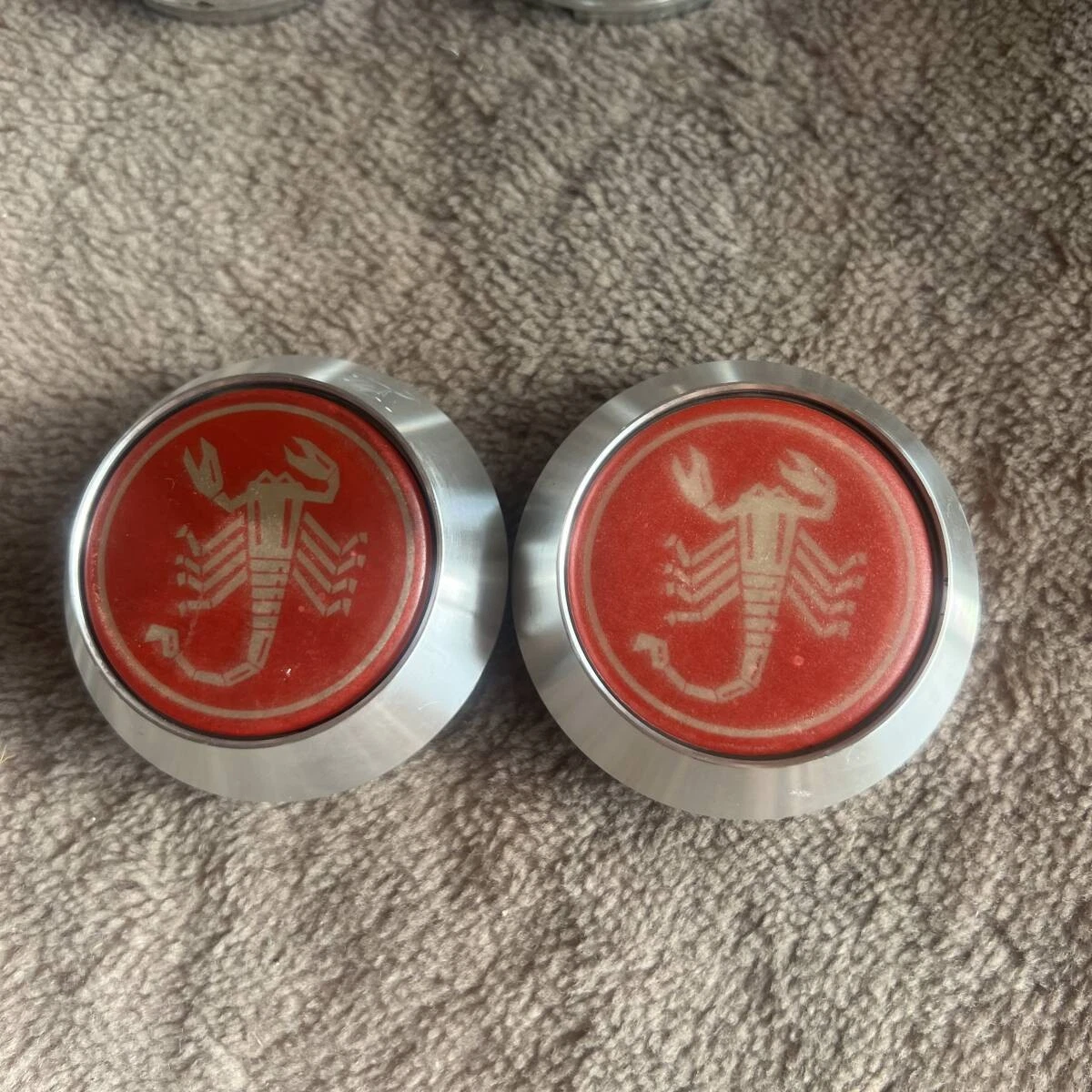 JDM C180-13 Clean ABARTH abarth genuine aluminum wheel center caps 4 p No Tires - Image 3