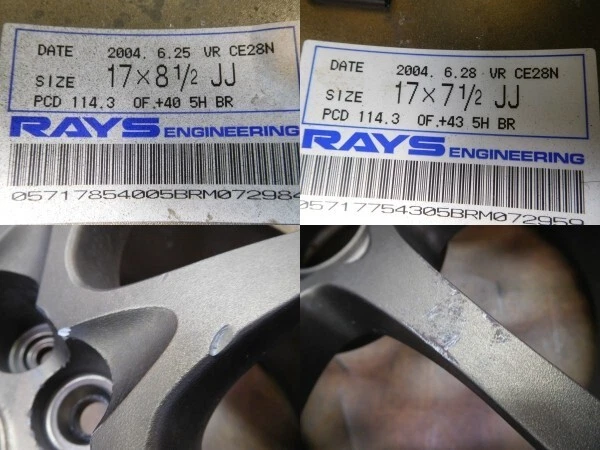 JDM 16-122Forged Good condition Rays CE28N17in 8.5J+40 7.5J+43 wheels. No Tires - Image 10
