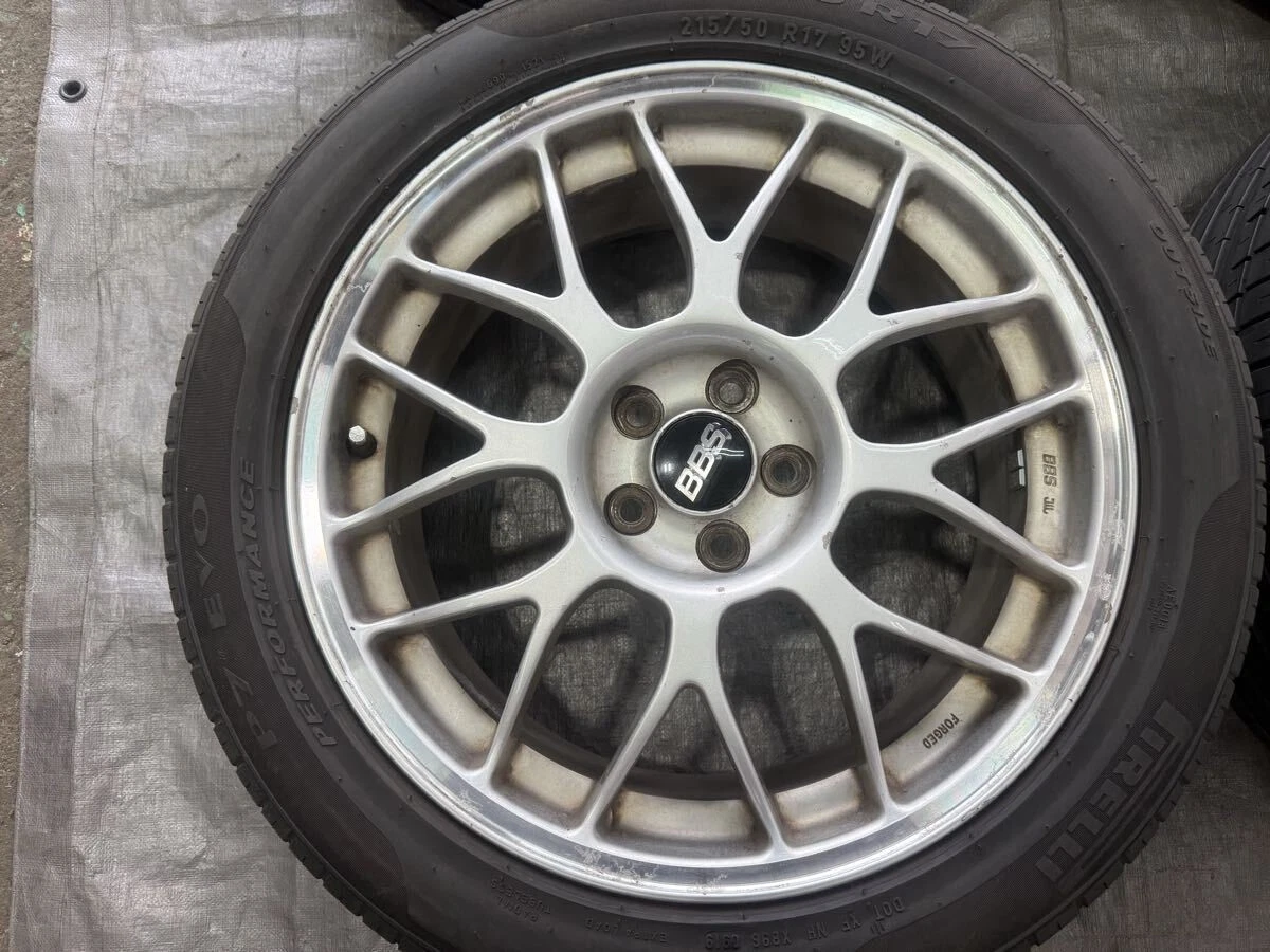 JDM Rare forged Subaru genuine BBS 17x7j+55 PCD100 Pirelli P7 EVO 215/ No Tires - Image 2