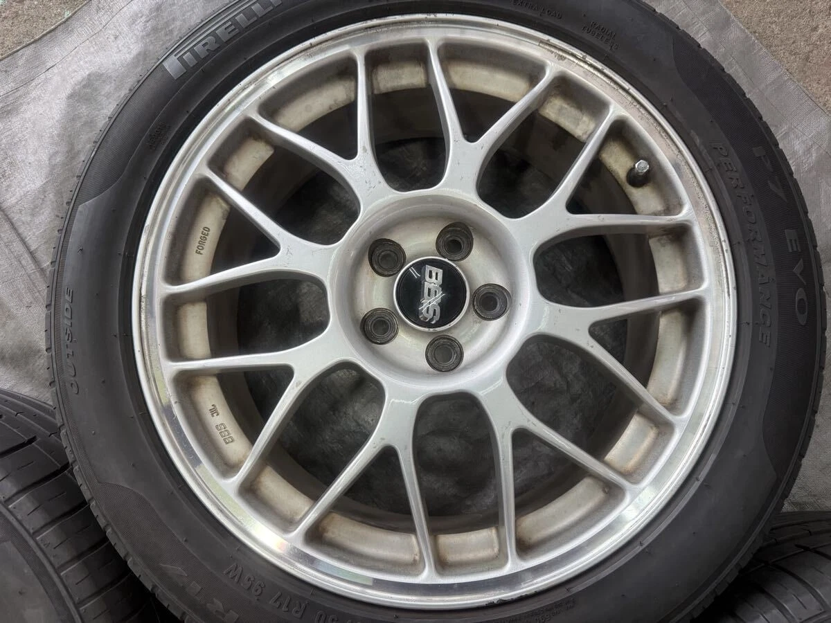 JDM Rare forged Subaru genuine BBS 17x7j+55 PCD100 Pirelli P7 EVO 215/ No Tires - Image 5