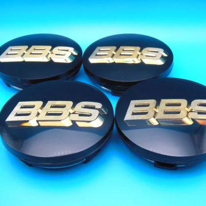 JDM BBS Center Cap with Ring φ70mm 4 pieces 56.24.120 Black x Gold 562 No Tires