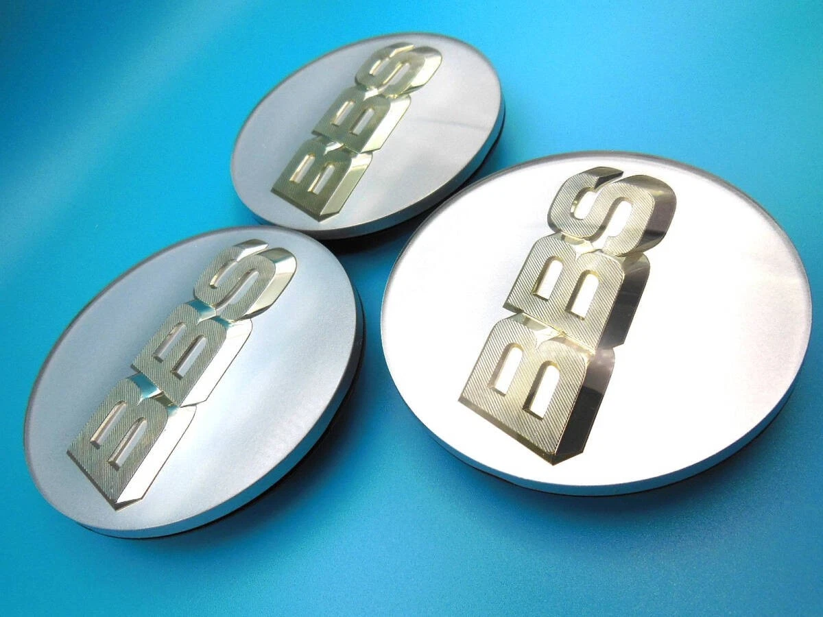 JDM BBS Platinum Silver Emblem φ70mm 3 pieces silver letter 56.24.073 No Tires - Image 2