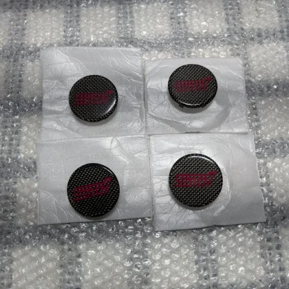 JDM SUBARU STI Rays Carbon Fiber Center Caps Set of 4 Out of Print Rar No Tires