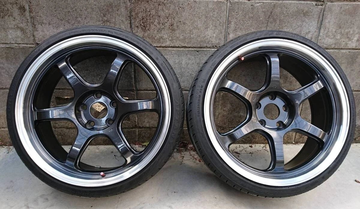 JDM 2Book deep rim 6 spoke 198.5J+35 PCD114.3-5H gunmetal black 215/35 No Tires - Image 2