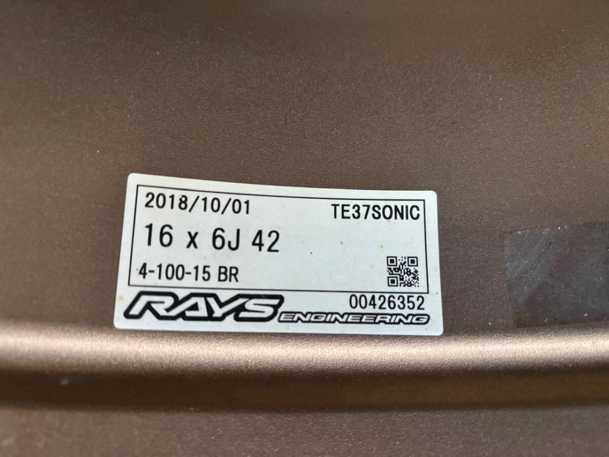 JDM RAYS TE37 SONIC 16-inch 6J +42 4H PCD100 165-45-16 4-wheel RAYS No Tires - Image 10