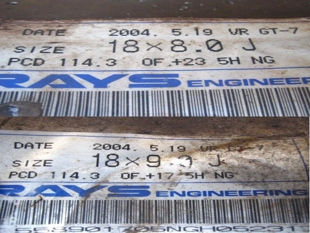 JDM Rays Volk Racing GT-7 8J+23 9J+17 5-hole PCD114.3/5H Big Caliper C No Tires - Image 10