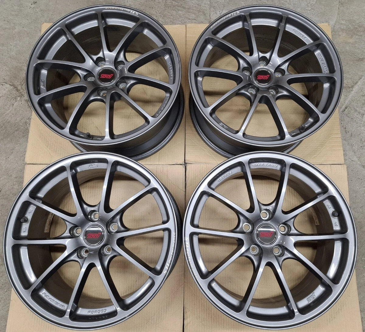 JDM Superb Condition Subaru WRX STI Genuine Optional Rays Wheels 4Book No Tires