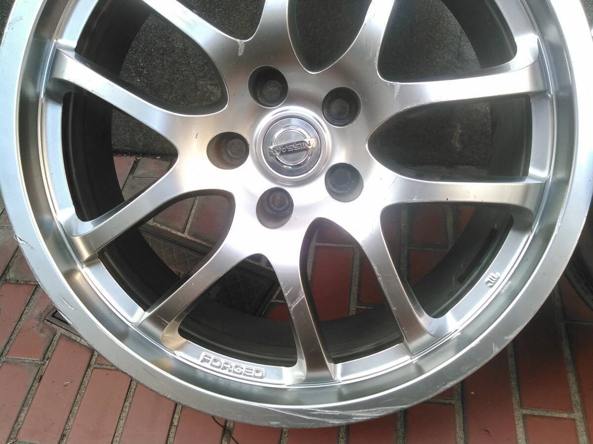 JDM Used Nissan OPRays forged 19-inch 8J wheels for a V35 Skyline. Two No Tires - Image 3