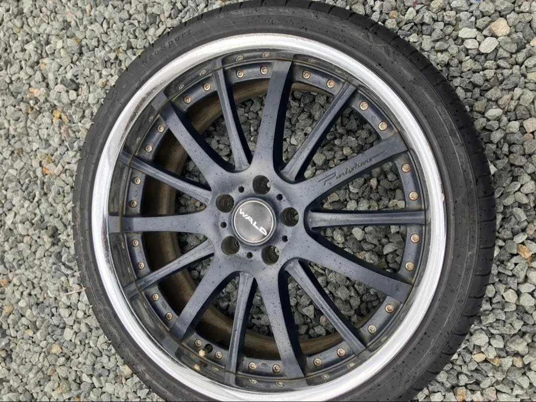 JDM Wald 20 multi-spoke wheel set size 114.3 black. Rare. No Tires - Image 3