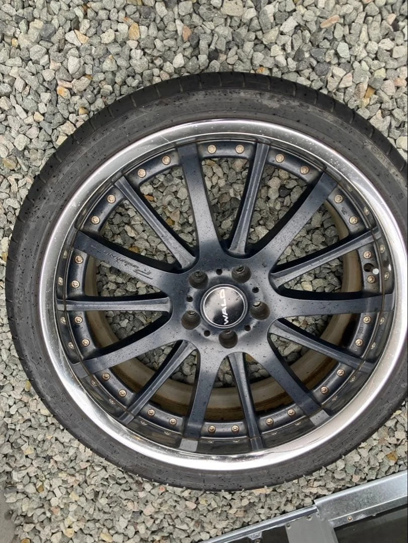 JDM Wald 20 multi-spoke wheel set size 114.3 black. Rare. No Tires - Image 4