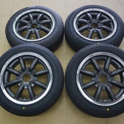 JDM Used Wheel and Tire Set: 14 Watanabe Eight-Spoke F8F 4H100 6J+35 2 No Tires